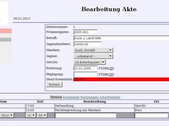 Bearbeitung einer Akte mit Terminverwaltung