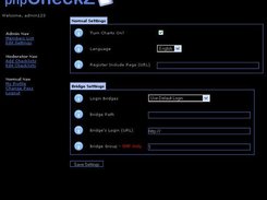 Example of the settings page in backend.