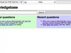 Initial page of PHP FAQ Manager showing search box.