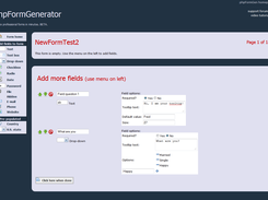 Adding fields to a Page - just click on the field types on the left one at a time.