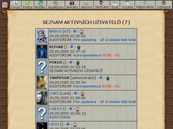 Seznam aktivnich uzivatelu vcetne navigace
