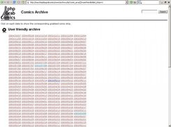 phpGrabComics server showing a list of archived comics