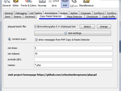 Configuration Panel for PHP Copy Paste Detector