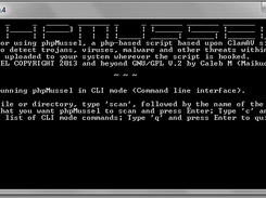 Screenshot of phpMussel running in CLI mode under Windows, v0.4 (2014-07-10).