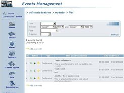 Administrator Interface - Event List