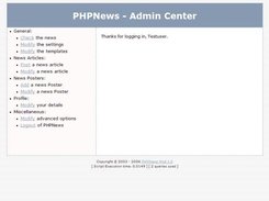 Screenshot of the PHPNews Mod-Admin-Center