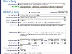 phpQuestionnaire Screenshot 1