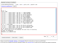 Working with PHP Shell.  Notice error handling and pipes.