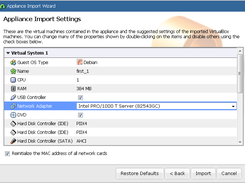 Virtual Appliance Import Wizard