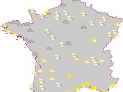 Map for France showing the current weather conditions