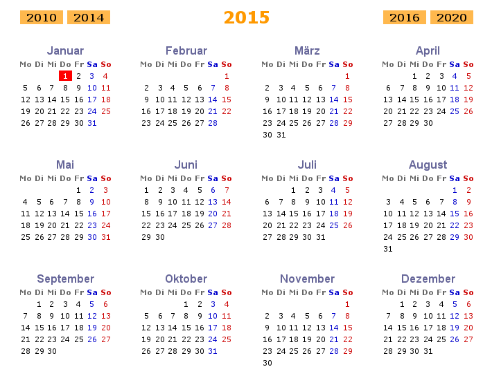 year calender