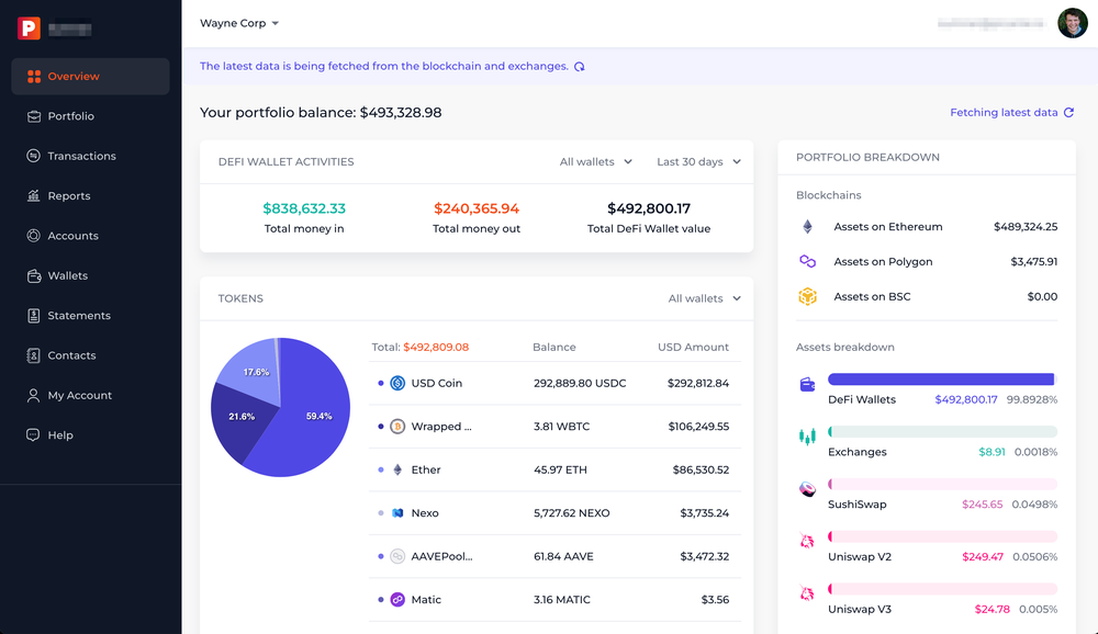 Treasury Overview Page