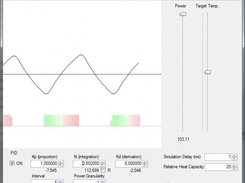 Badly tuned settings,Ki parameter too high. Red = overshoot.