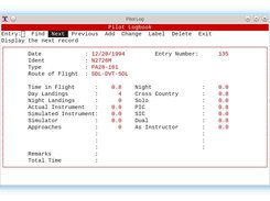 Pilot Log entry