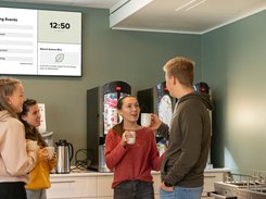 Display your information at the coffee machine.