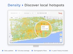 Density monitoring is a visualisation of pedestrian flows and hotspots across whole towns, streets and centres. Density maps are updated daily. Find the most popular parts of towns, streets and green spaces with visitor density monitoring.