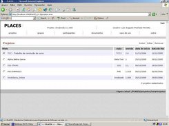 Tela dos projetos para o ator Administrador