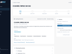 Lead detail: planning application, documents and one-click branded letter