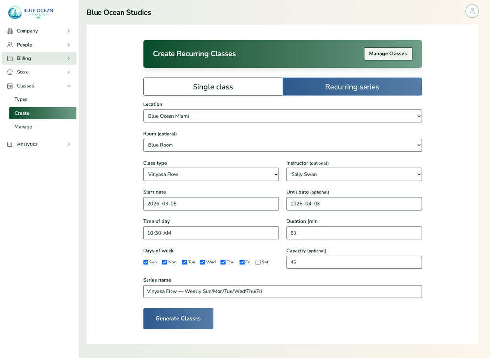 Create a recurring class