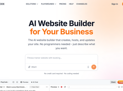 AI builds a custom website or app from a plain-English prompt in real time.