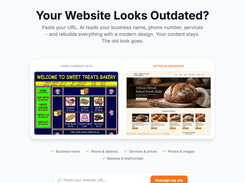 Paste an existing URL and let AI redesign the website while preserving business details.
