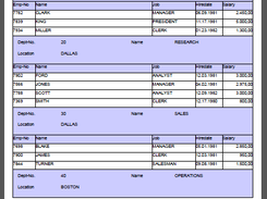 Master-Detail-report "Department and their employees"