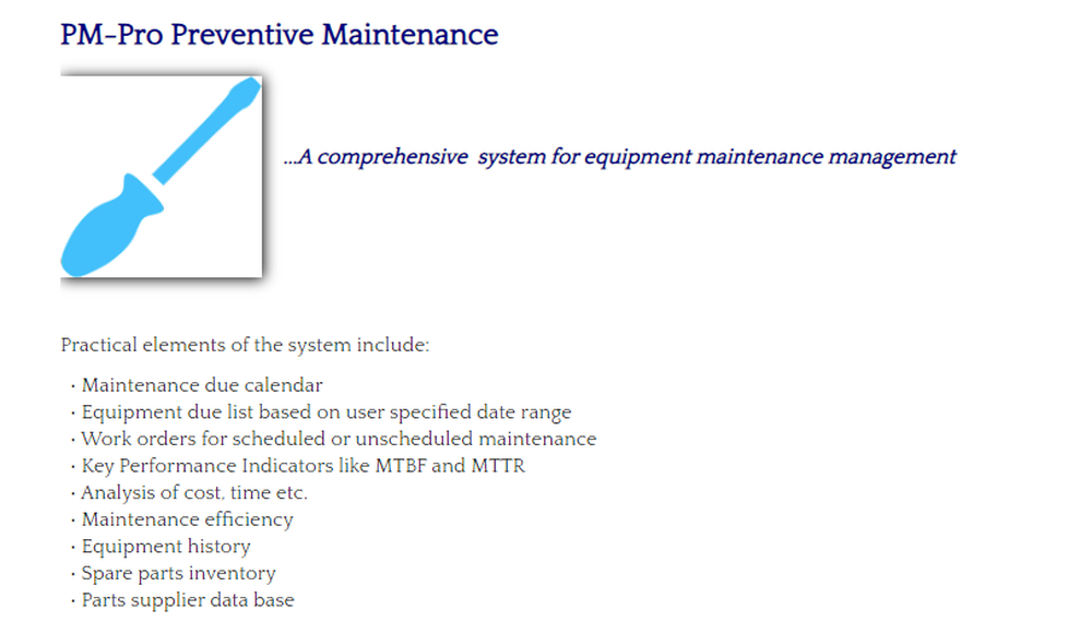 PM-Pro Preventive Maintenance Screenshot 1