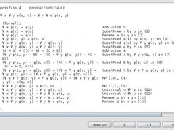 Main program suite shows first formal proof in text viewer.