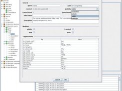 Property edit dialog of a UML item and validation panel