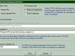 Parameters form (merge, remove duplicates, output file ...)