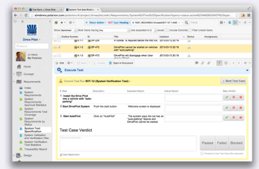 Polarion REQUIREMENTS Screenshot 1