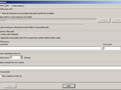 Options dialog for portable mode