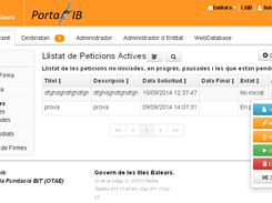 Menú Sol·licitant i opcions per una peticioó de firma