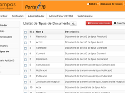Menú Administrador i llistat de Tipus de document