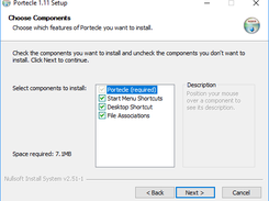 Select shortcuts and file association options