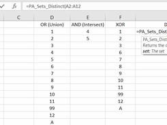 Functions for set operations