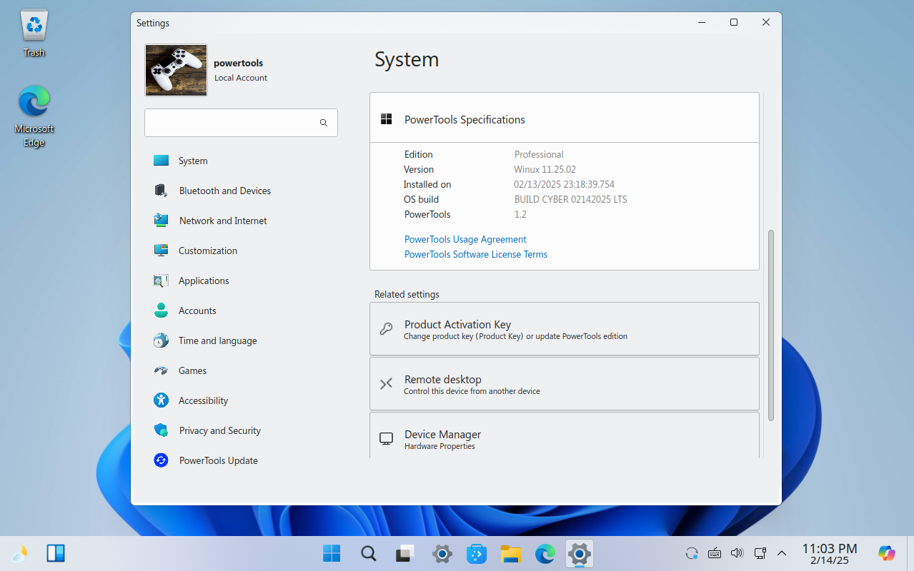 PowerTools Control Panel