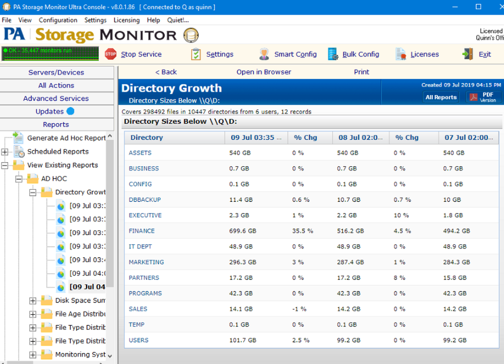 PowerAdmin Storage Monitor Screenshot 1