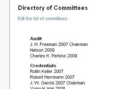 Display a directory of committees.