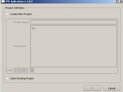 Form for entering iInitial data of the project