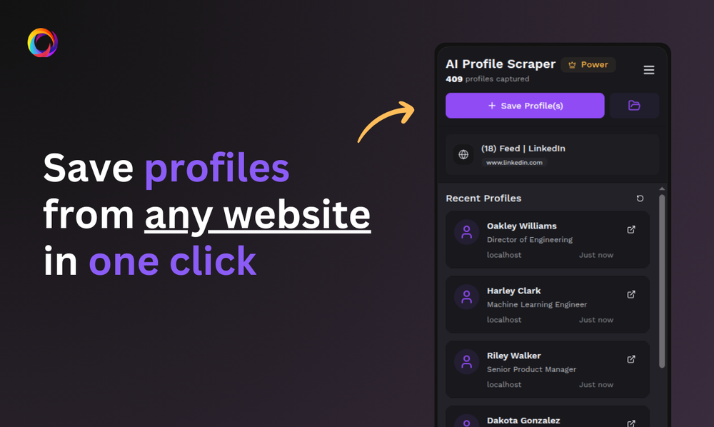 Save profiles from any website in one click