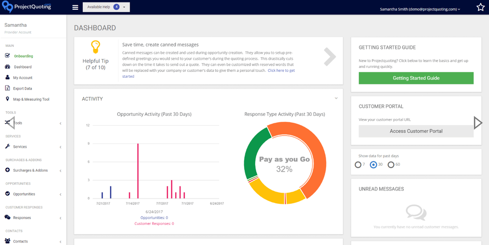 projectquoting.com-Dashboard