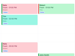 Drag-and-drop booking calendar for staff scheduling. Color-coded by team member, shows live booking status across the day, and lets owners reassign or reschedule appointments in seconds.
