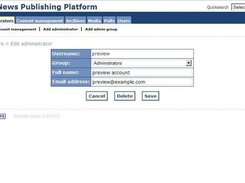 Admin screen - account management