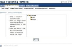 Admin screen - section management