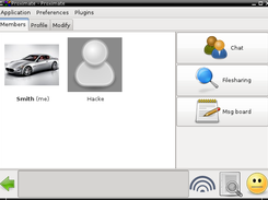Proximate on Desktop Linux showing a list of active users