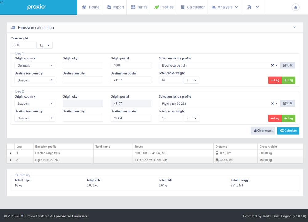 Proxio Emissions Screenshot 1