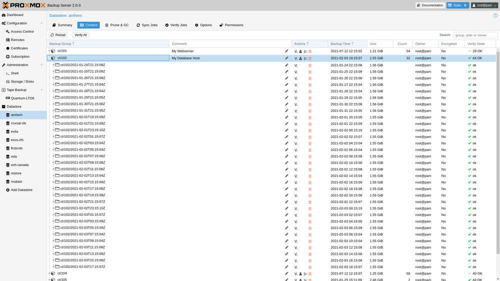 Proxmox Backup Server Screenshot 1