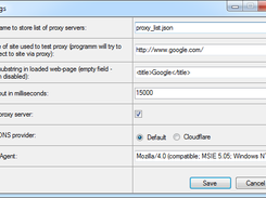 Settings window