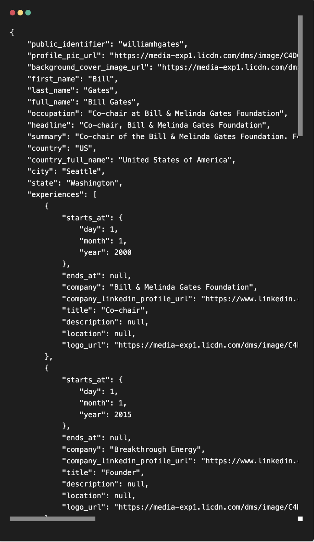 LinkedIn People Profile API